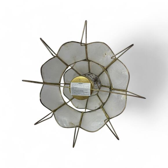 Vintage Capiz Shell Christmas Tree Candle Holder with Brass Frame Star Topper - Picture 7 of 16